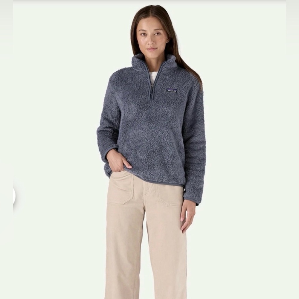 Patagonia Women’s 1/4 Zip Los Gatos Smolder Blue Soft Fleece Pullover L - Picture 5 of 15